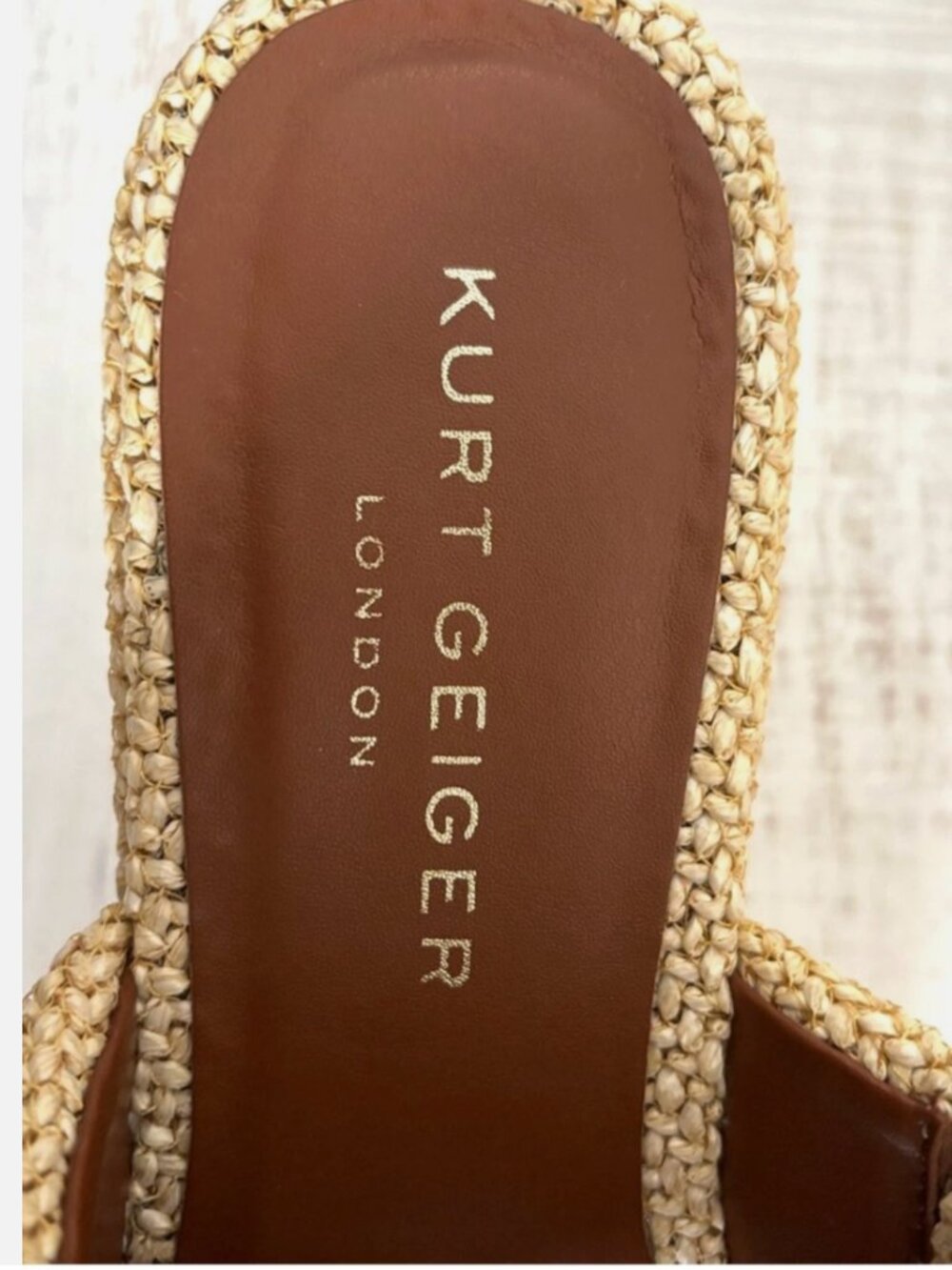 Kurt Geiger London Kensington Raffia Eye Platform Wedge Sandals Size 39 EU - Picture 8 of 11